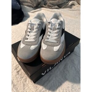 VILANVA Gray White Black Low Top Lace-Up Unisex Sneaker Gum Rubber Sole